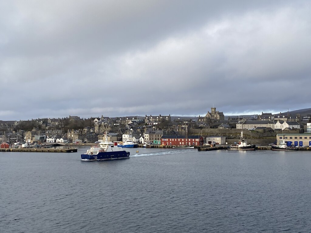 Colour view across Bressay Sound towards Lerwick